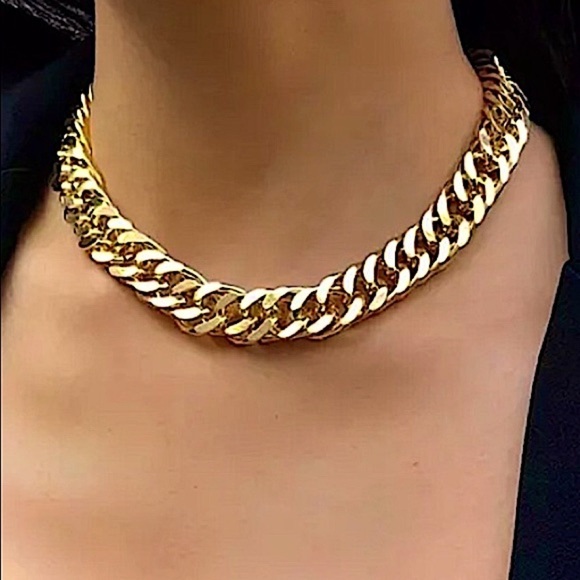 Cuban Chain Link Exaggerated Choker Necklace - Picture 8 of 11